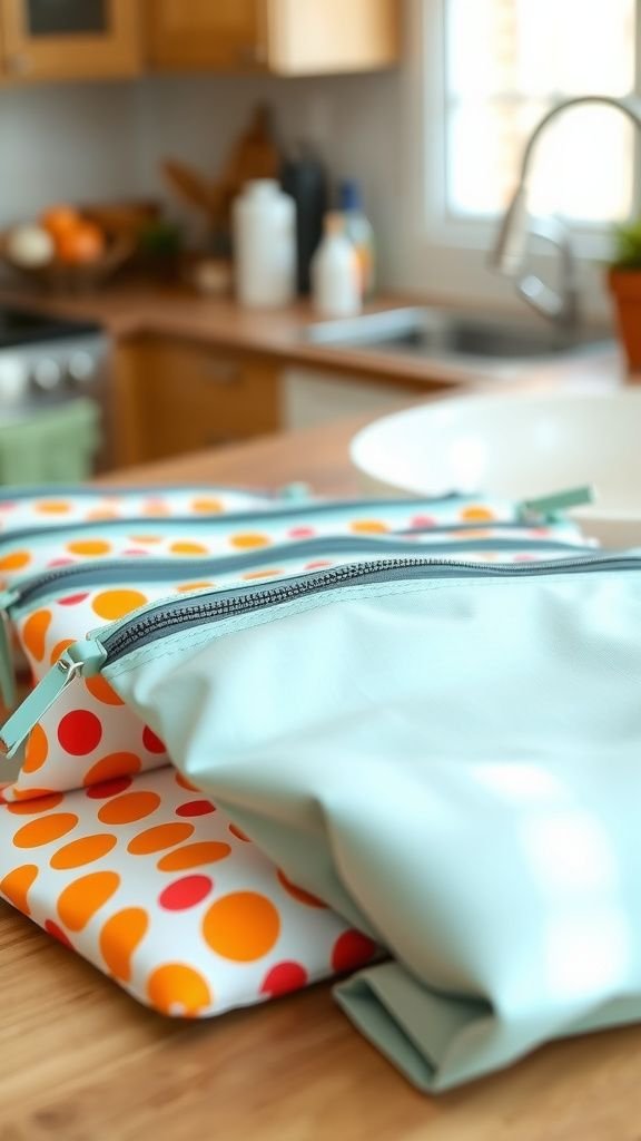 Washable fabric snack bag set with patterns