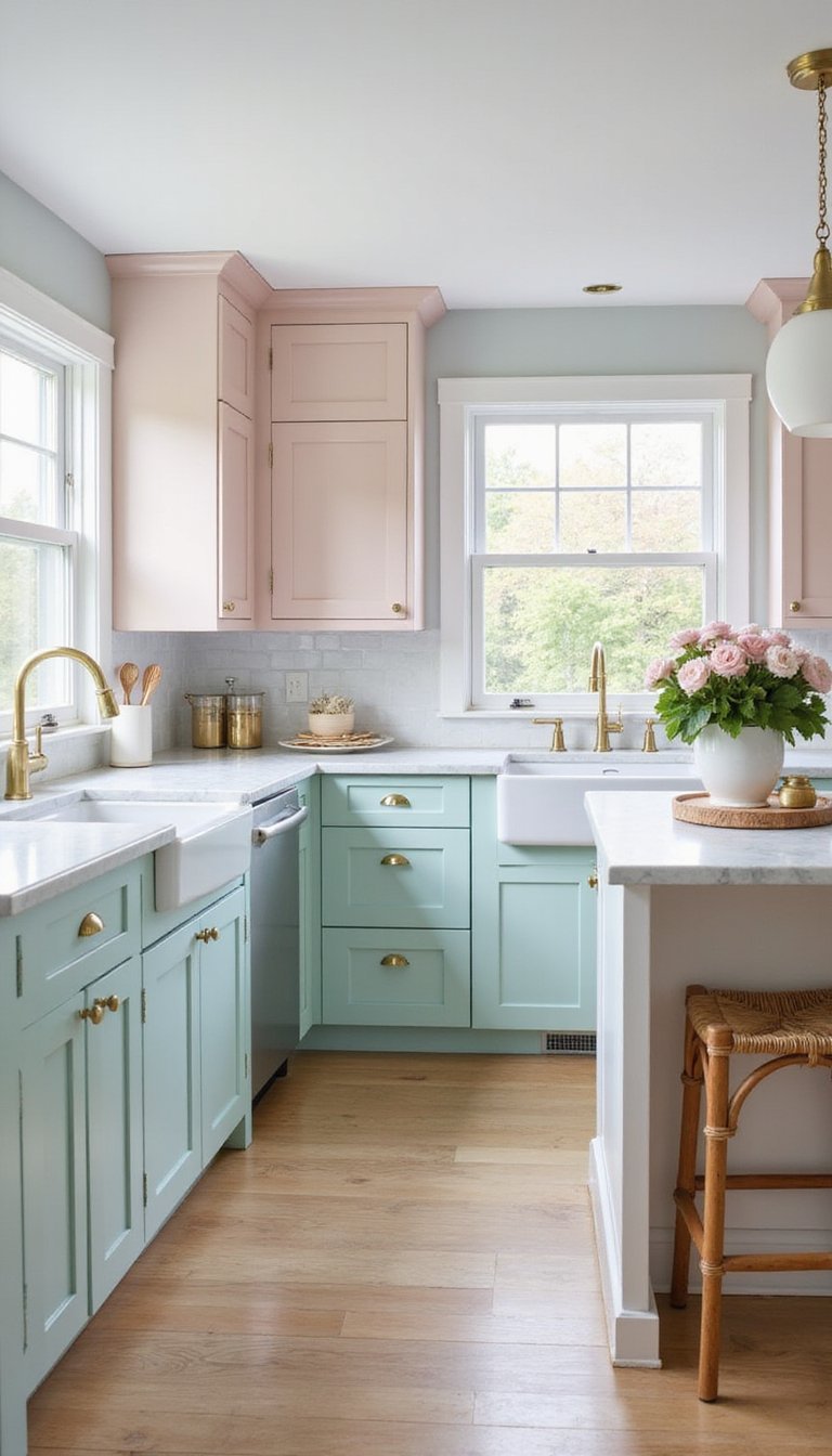 Pastel-painted cabinet fronts for spring mornings