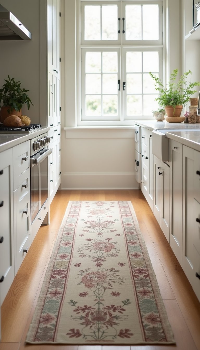 Spring runner rug with faded floral pattern?