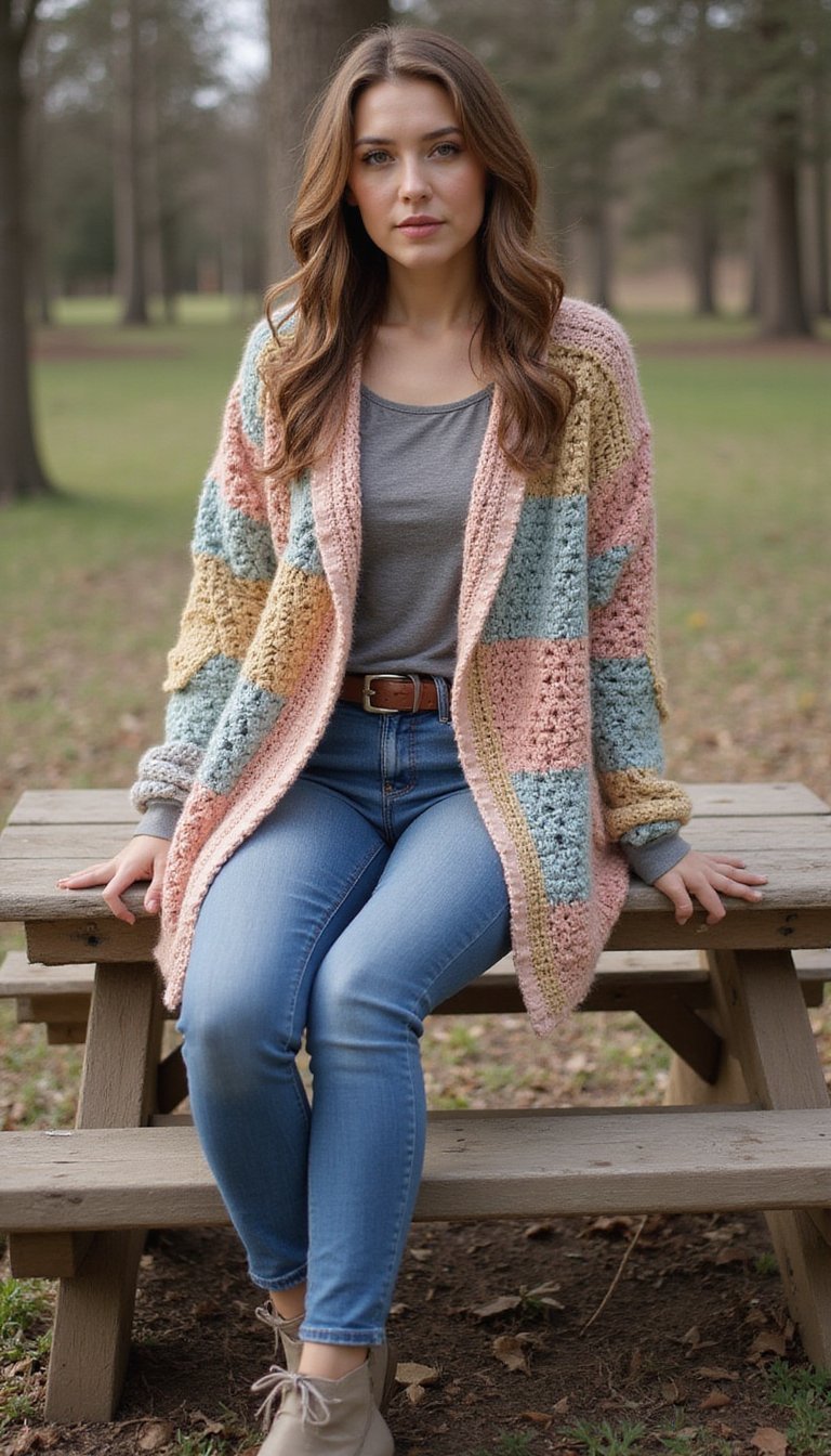 Crochet Throw into Cardigan