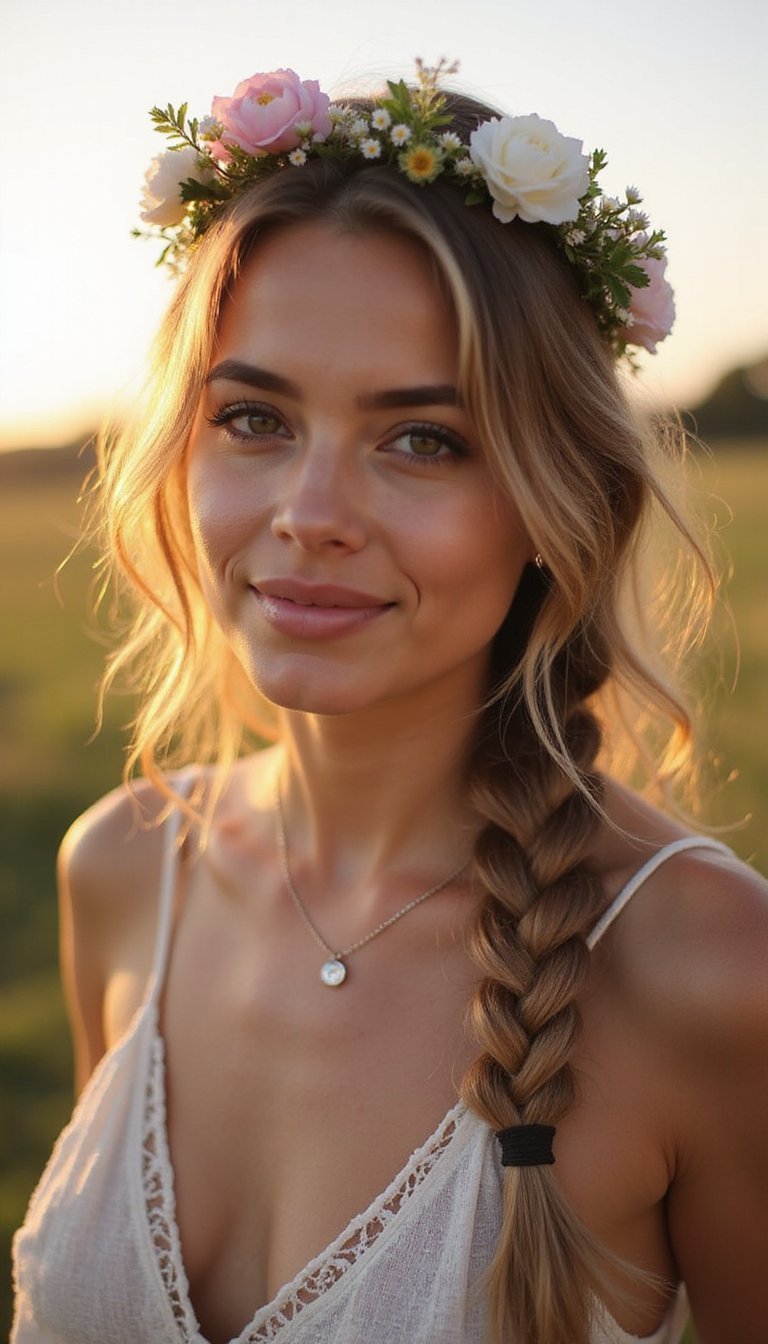 Boho Wildflower Crown With Braided Base