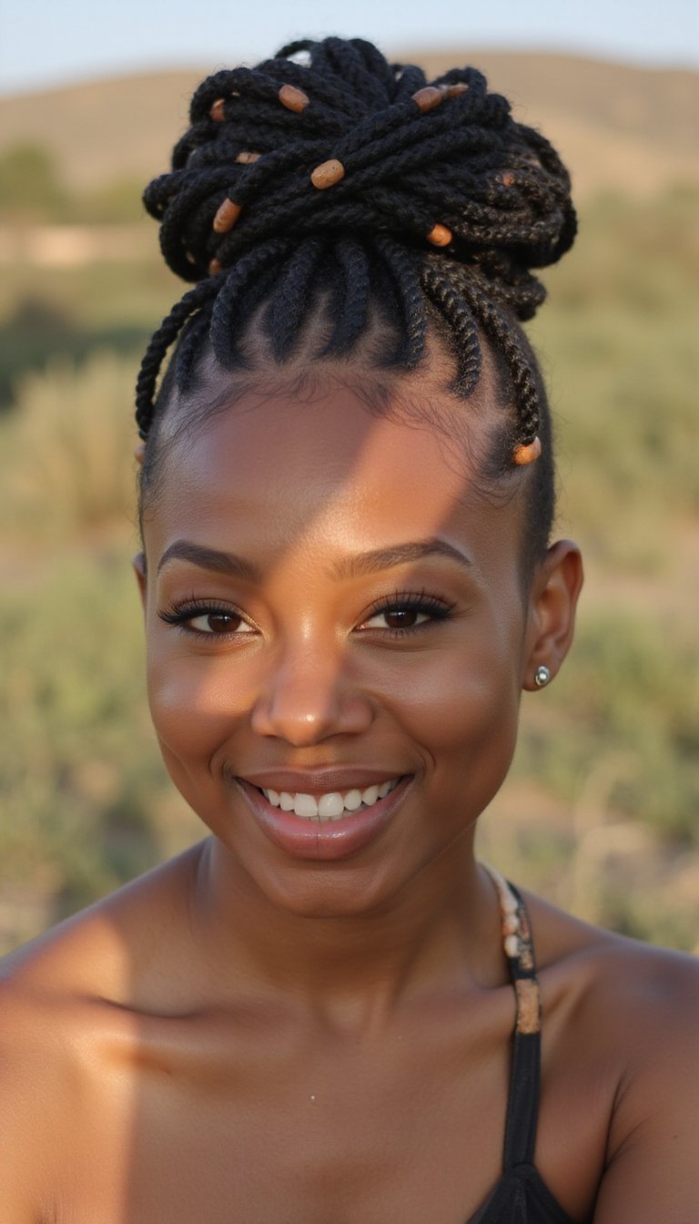 Cornrow Updo Adorned With Biodegradable Beads