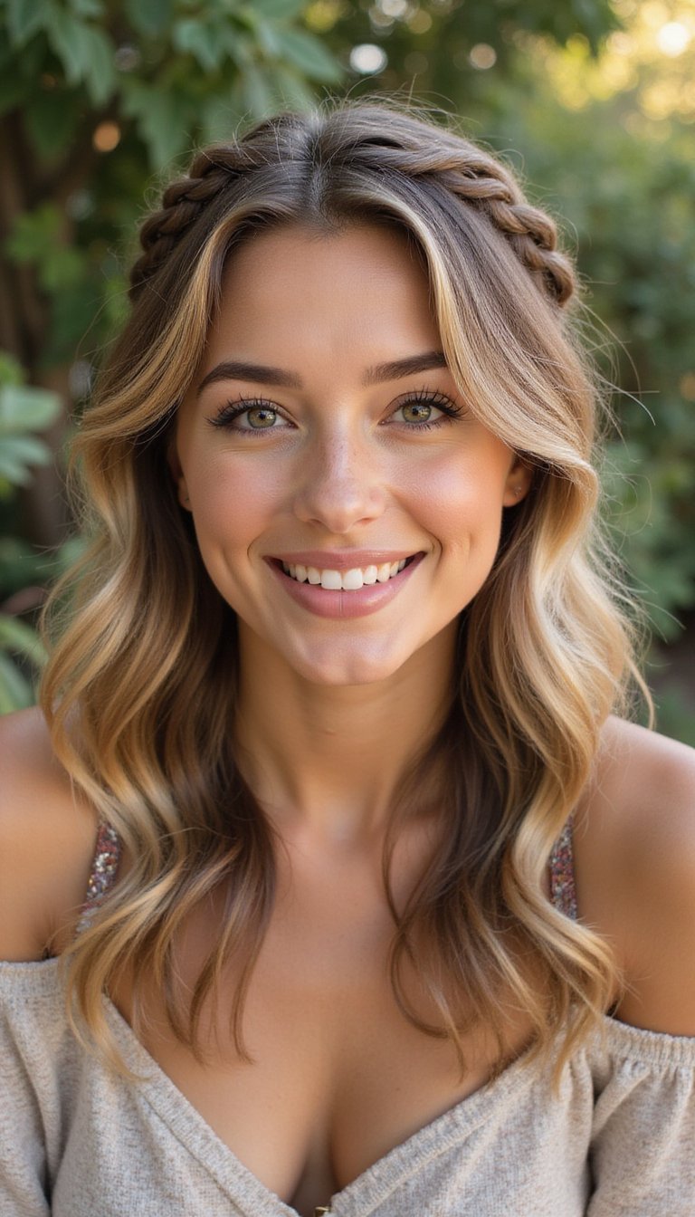 Waterfall Braid Accent For Medium Hair