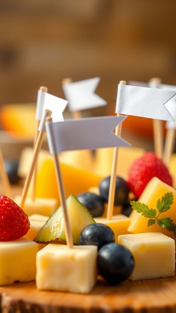 Mini flag toothpicks that make snacks sing