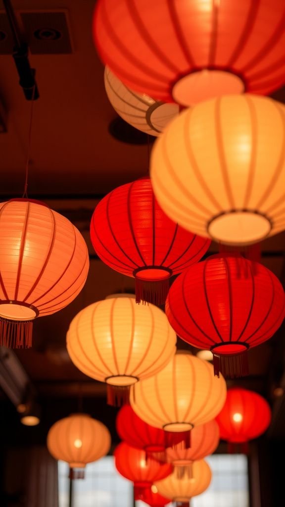 Team-color paper lanterns for overhead warmth