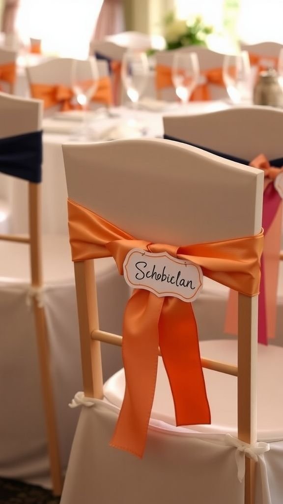 Chair sashes labeled for family and friends