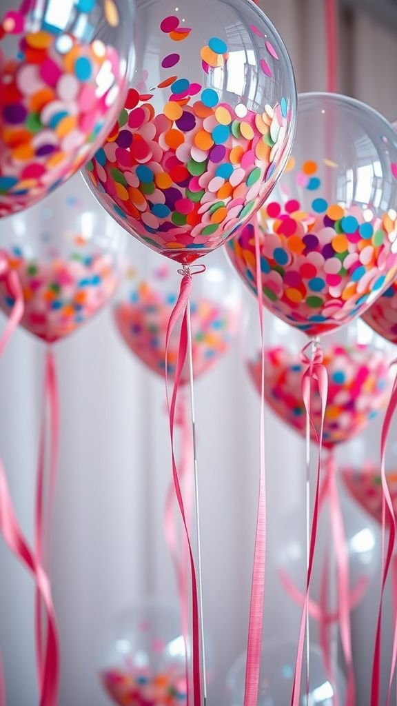 Clear balloons filled with confetti and sparkle inside