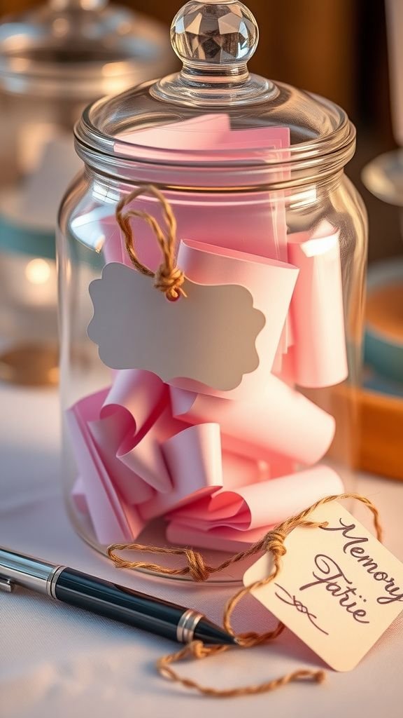 Memory jar where guests place written notes