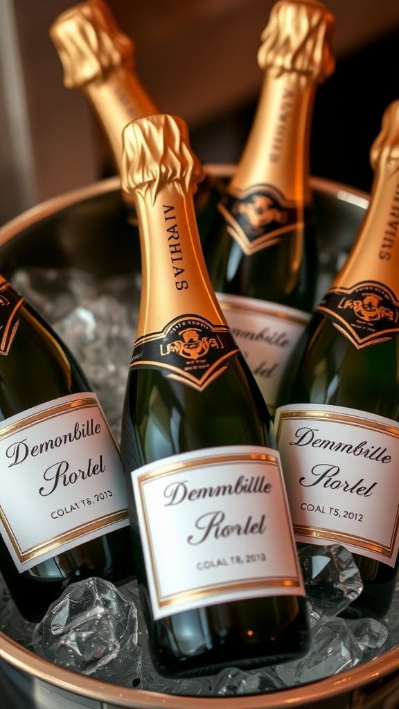 Personalized champagne bottle labels for toasts