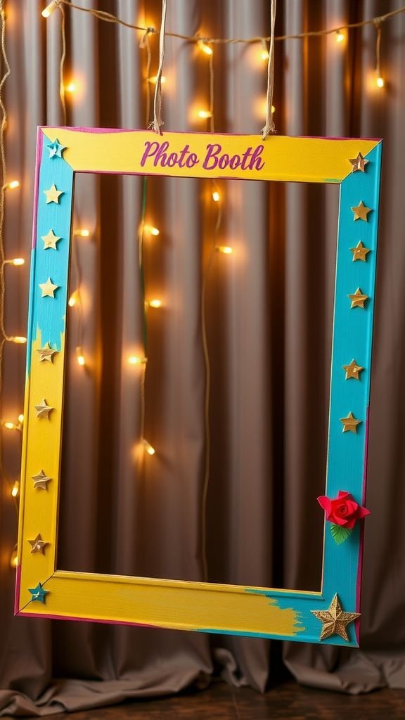 Photo booth frame prop with playful accents