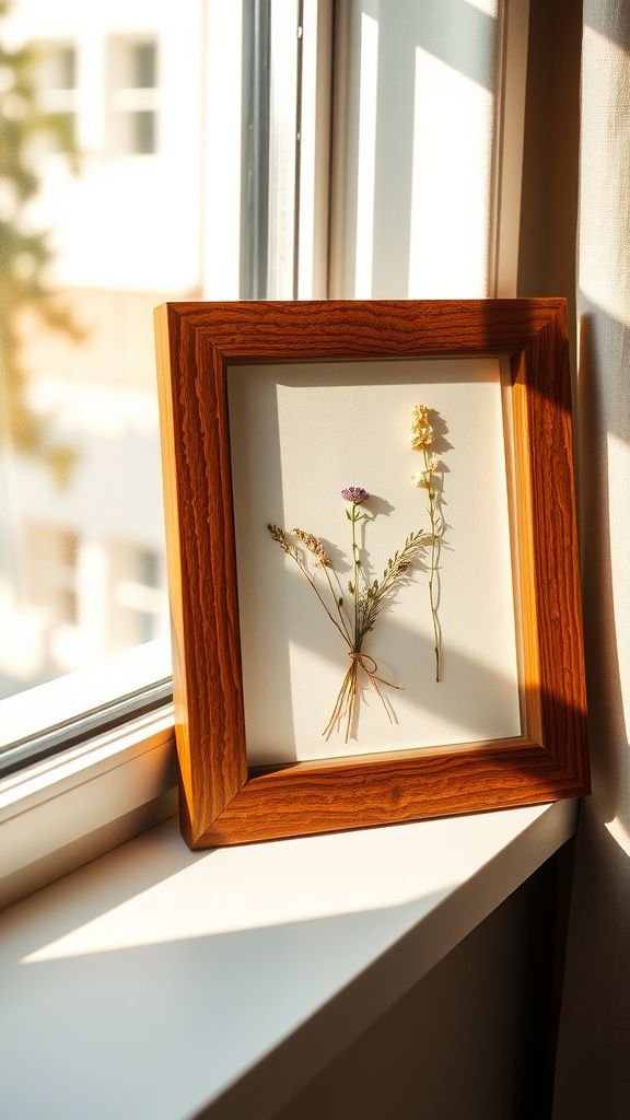 Pressed flower frame that catches the light