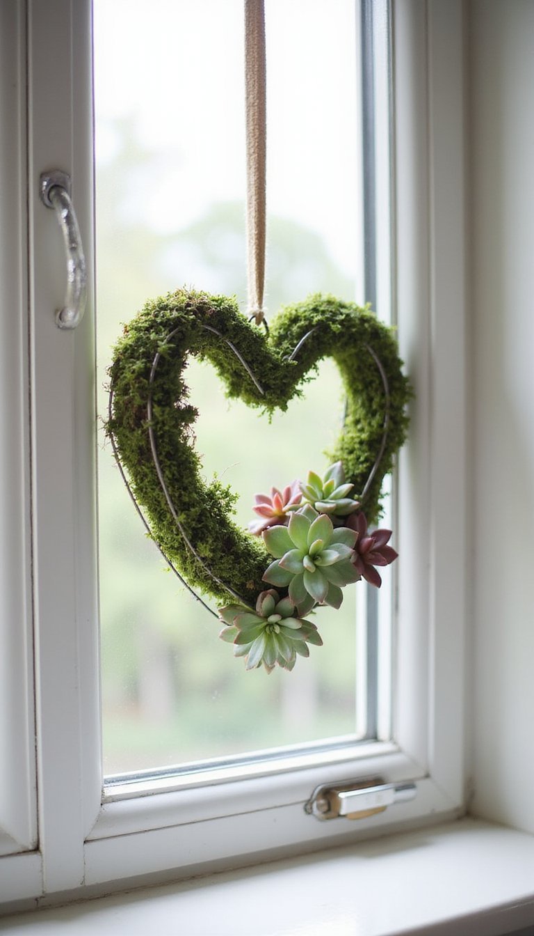 Mini succulent heart wreath: living green decor