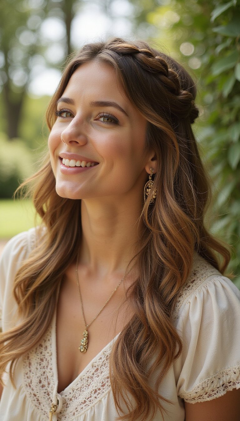 Boho Half-Up With Braided Clover Accent