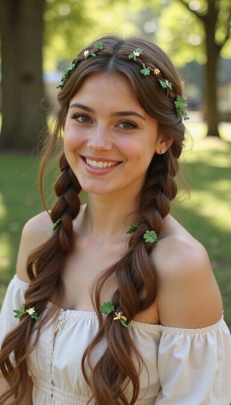 Braided Halo With Tiny Shamrock Accessories