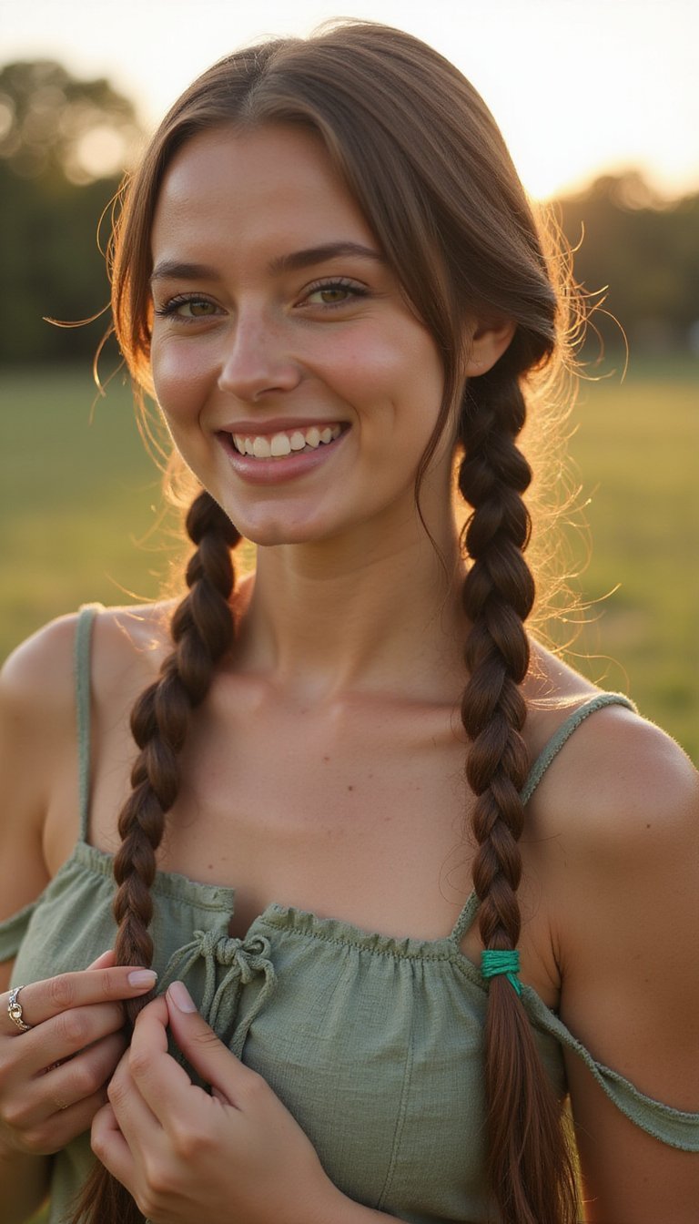 Fishtail Braid Laced With Emerald Thread