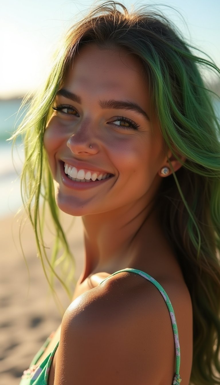 Loose Beach Waves With Flecks Of Green Chalk
