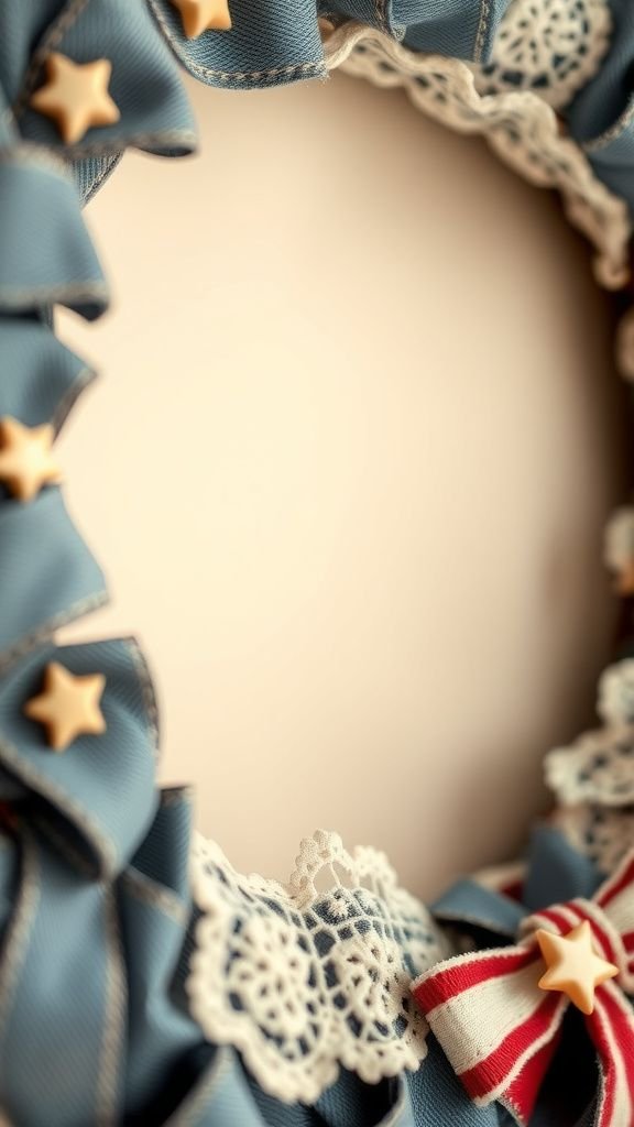 Denim and lace patriotic wreath—unexpected mix