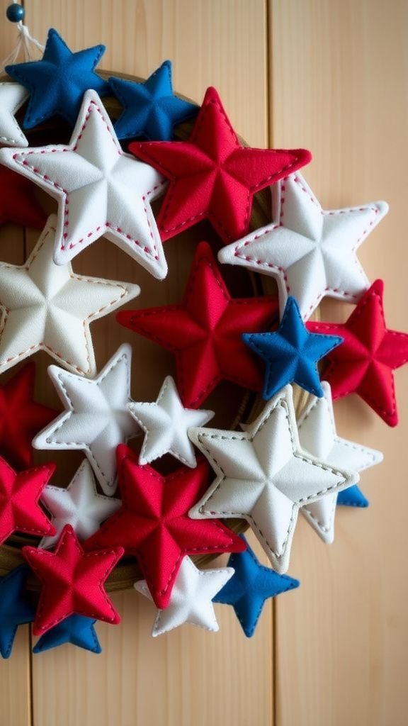 Layered felt stars wreath—soft, cozy texture