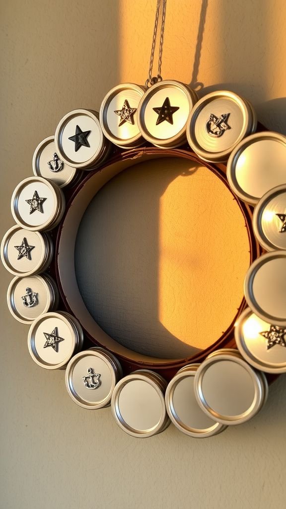 Mason jar lid wreath with tiny charm trinkets