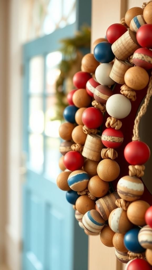 Mini wooden bead wreath with rustic paint splashes