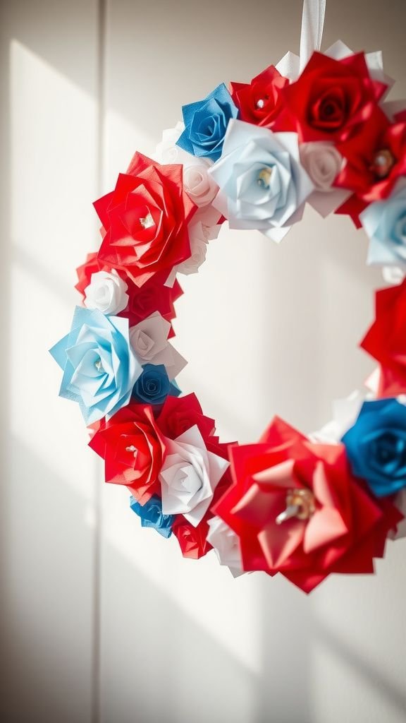 Paper rosettes in flag colors—cheerful and airy