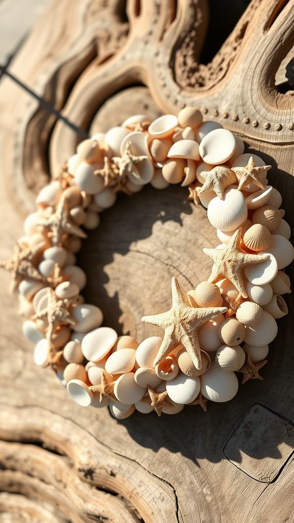 Seashell and starfish wreath with subtle flags