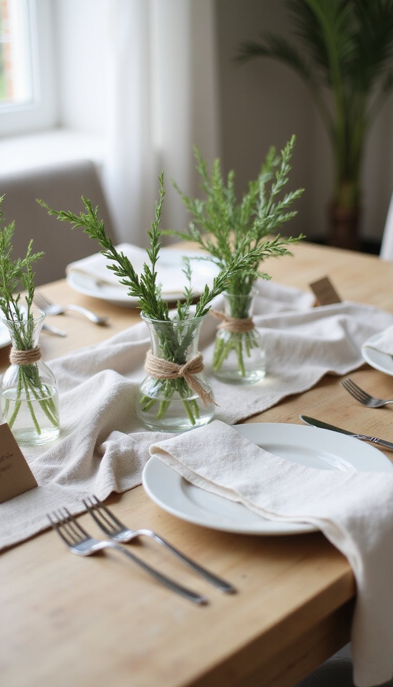 Mini herb bouquet place cards for brunch
