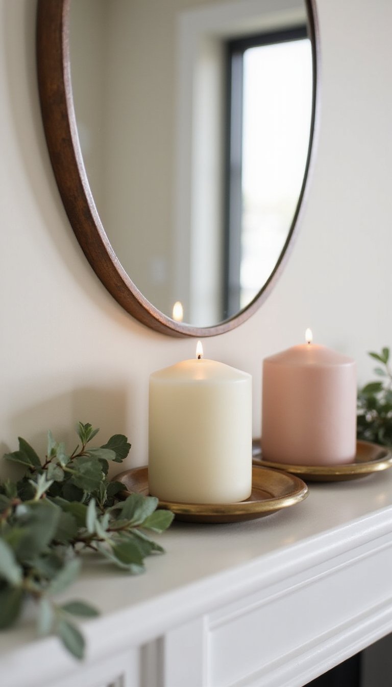 Eucalyptus and candle cluster for soft glow