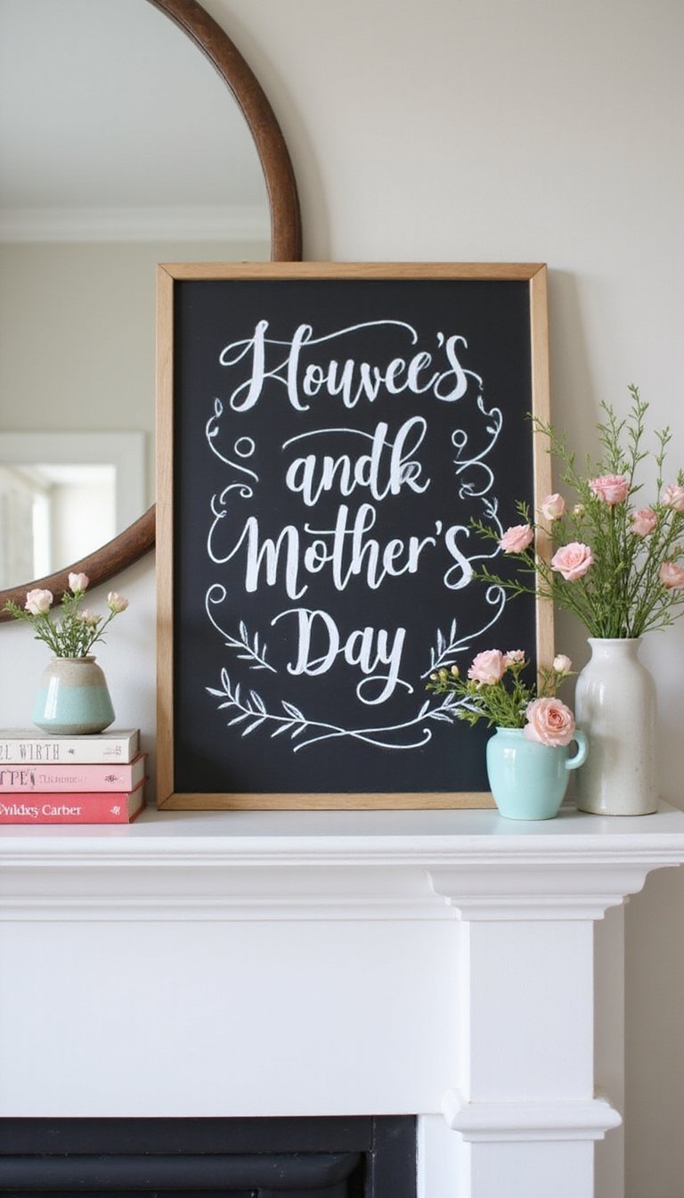 Hand-lettered chalkboard message for Mom
