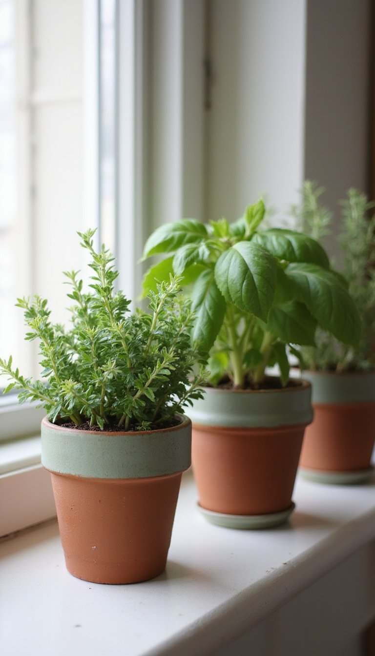 Mini herb planters for a fresh green touch