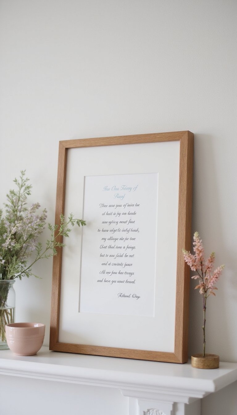Poem or letter framed as a focal point