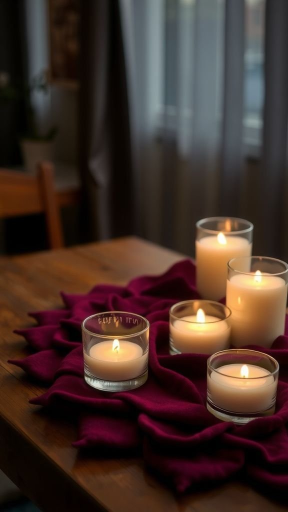 Felt candle mat that softens tabletop light