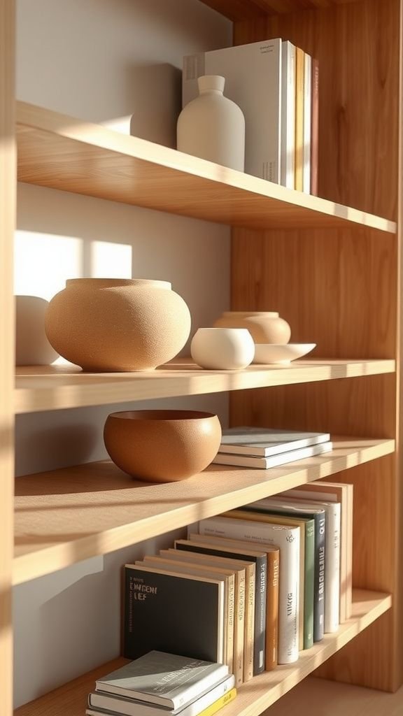Minimalist felt shelf liners that frame decor objects