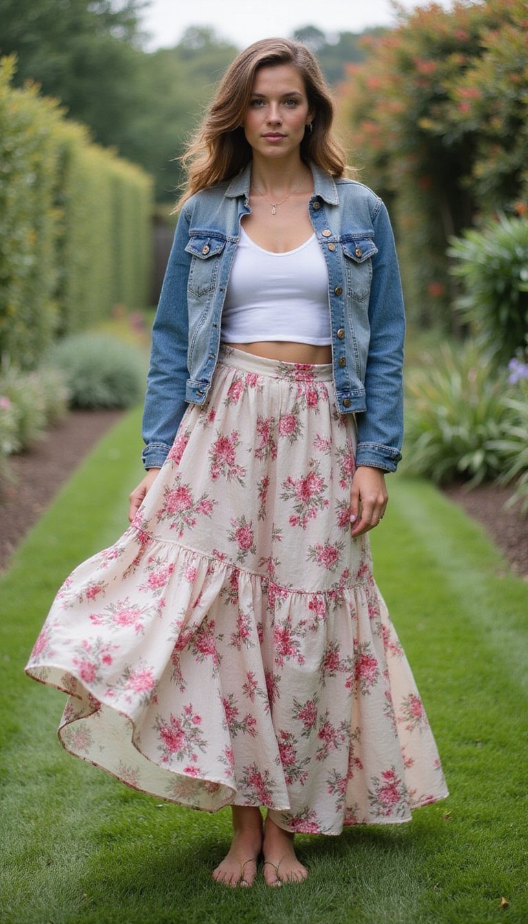 Floral Scarf Maxi Skirt