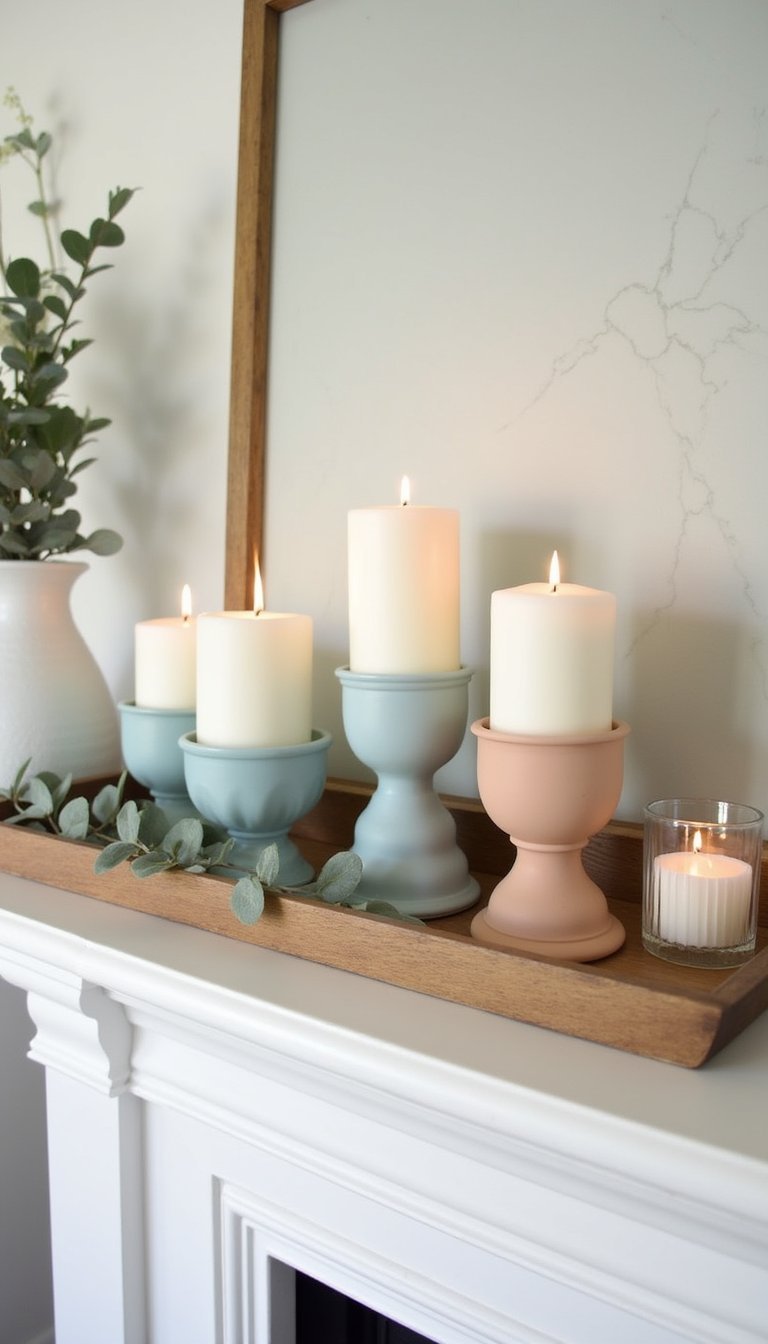 Clustered Candles with Pastel Holder Mix