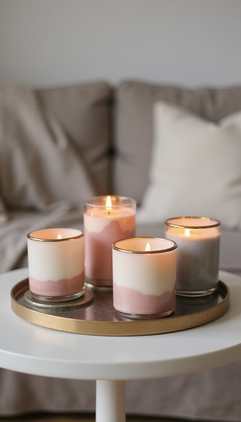 Hand-painted votive glasses with metallic rims