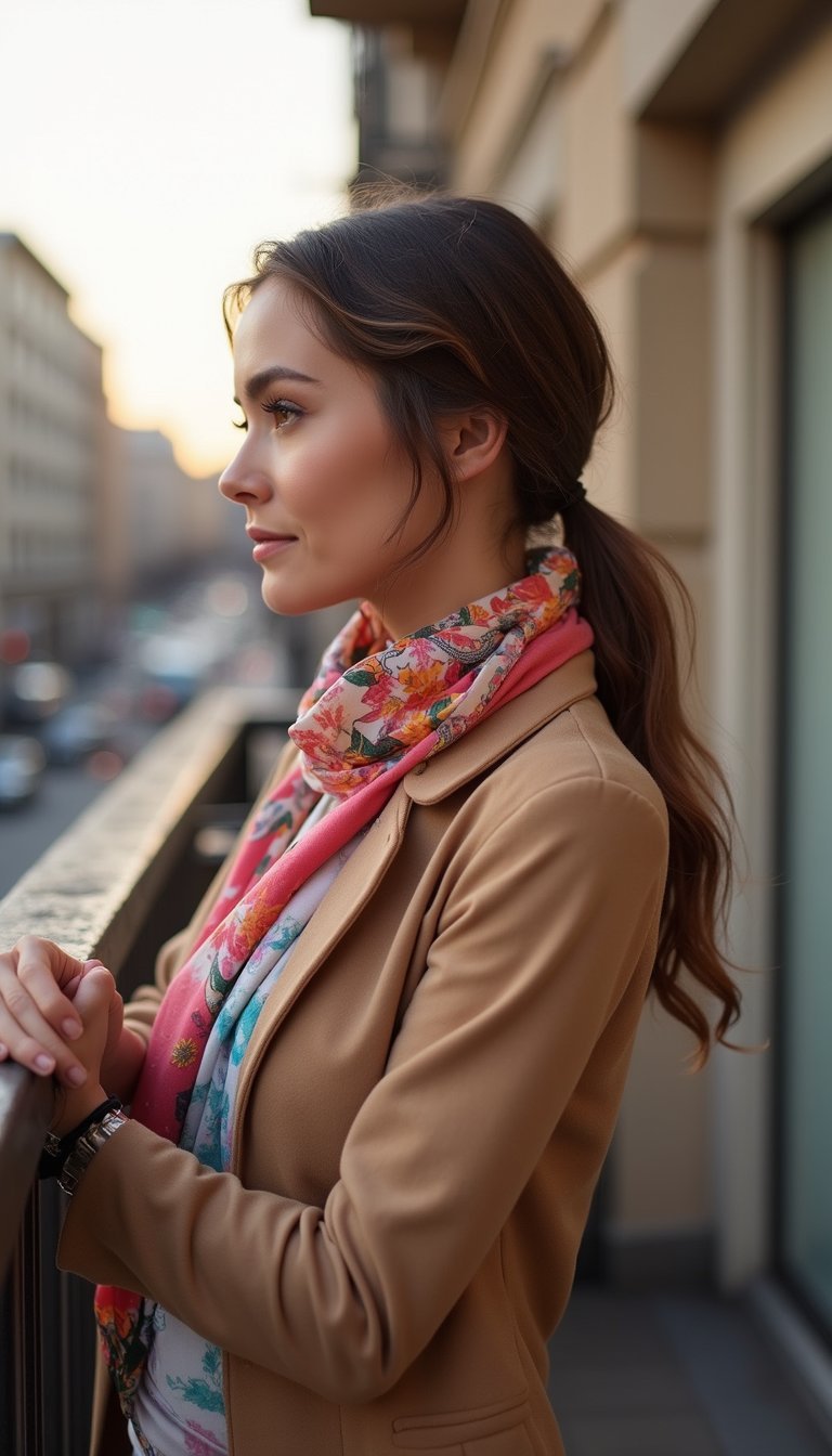 Low Twisted Knot Paired With Silk Scarf