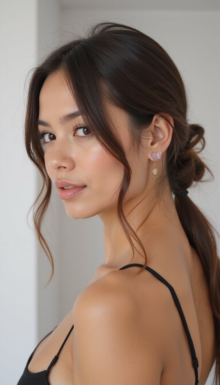 Sleek Straight Lob With Romantic Side Tuck