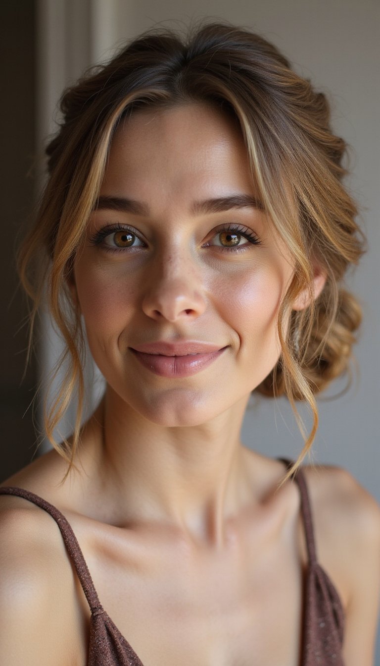 Soft Romantic Low Bun With Face-Framing Tendrils