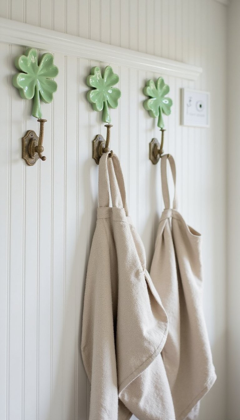 Ceramic clover wall hooks for casual charm