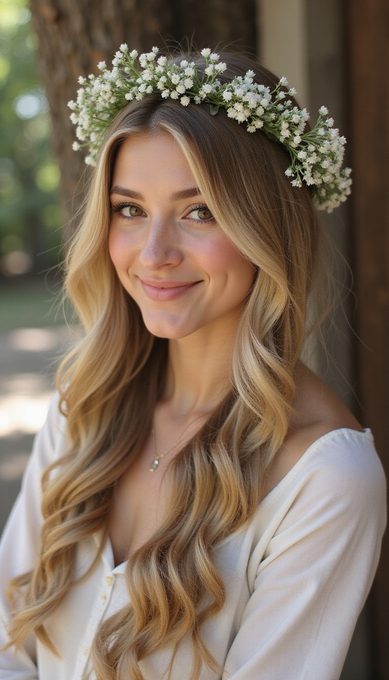 Braided Halo With Baby’s Breath Accent
