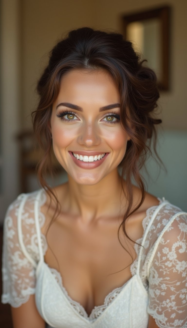 Romantic Updo With Soft Face-Framing Tendrils