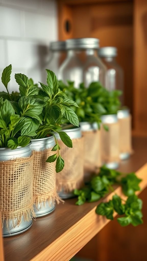 Burlap-wrapped tins with a country kitchen vibe