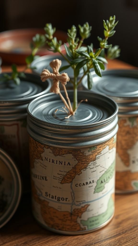 Decoupage map tins that whisper travel stories