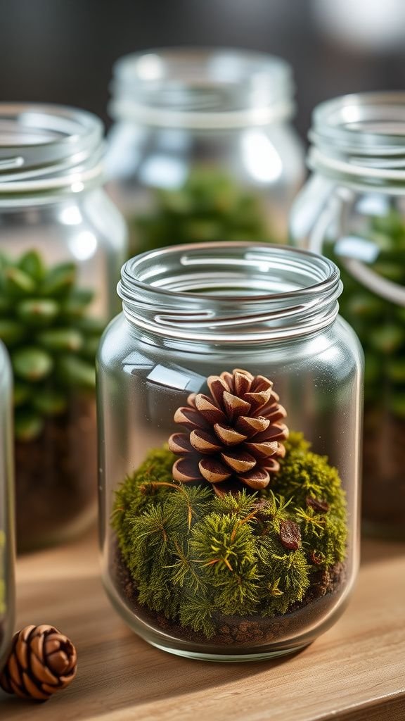 Mini Pinecone Terrariums with Mossy Bases