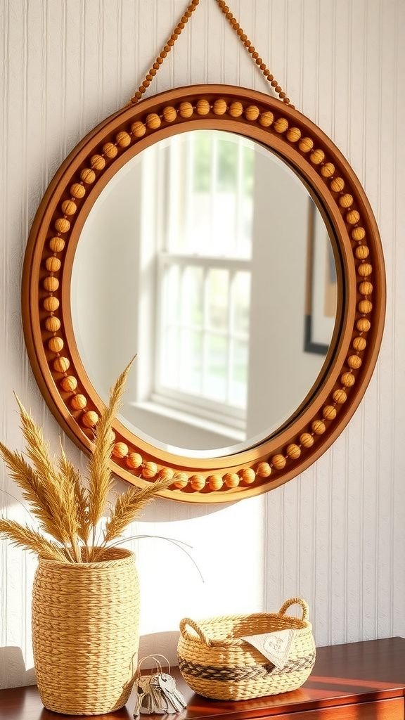 Beaded mirror frame for a boho touch