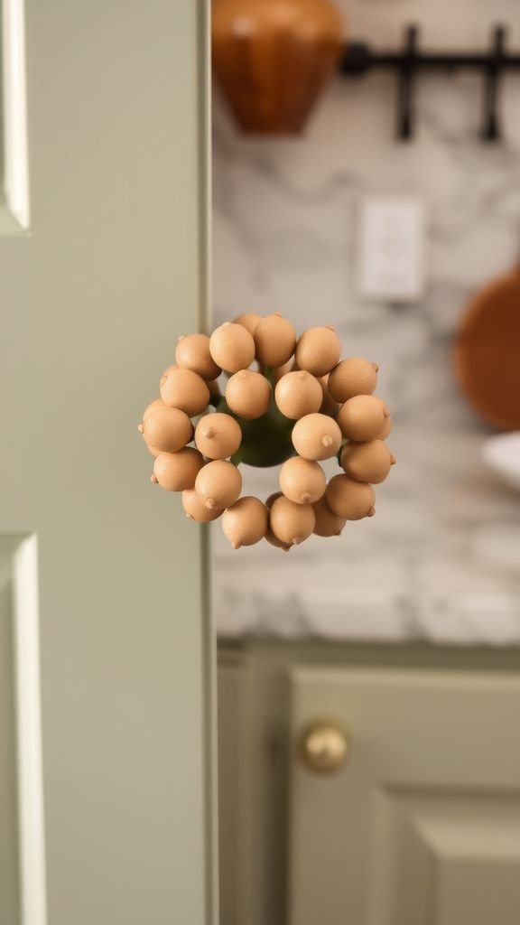 Decorative cabinet knobs with tiny wooden beads