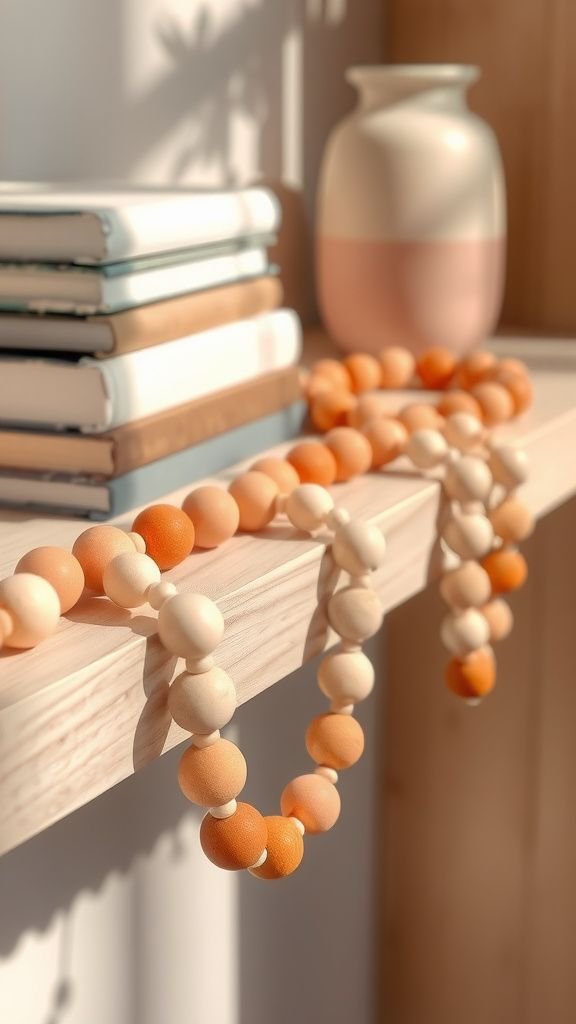 Ombre painted bead garland for a shelf