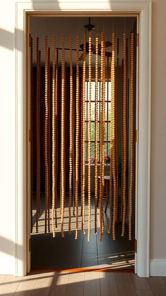Room divider strings made with long bead strands