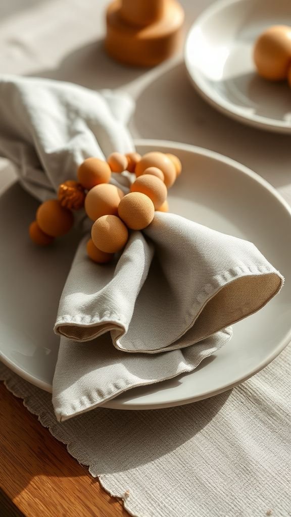 Threaded napkin rings with mixed textures